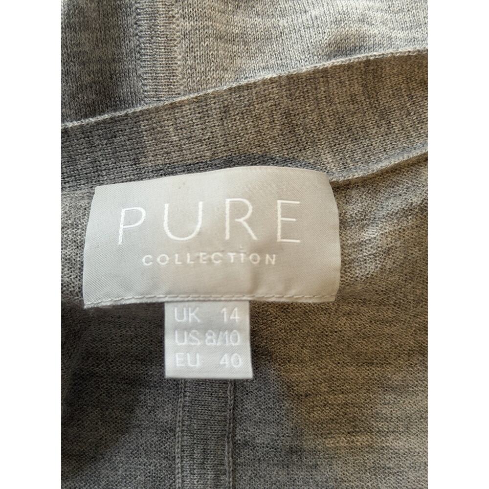 Pure Collection 100% Superfine Wool Soft Cardigan Sweater Size Medium Gray FLAW - Picture 2 of 6